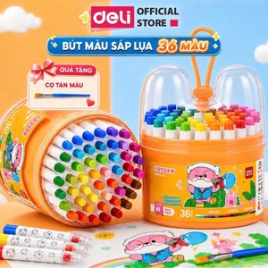 Hộp Màu Sáp Lụa Deli Cao Cấp Silky Crayon Cho Bé, Bút Màu Dầu An Toàn, Dễ Lau Chùi, Không Bẩn Tay