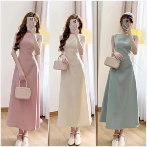 Váy cổ thuyền TT 4Mùa dáng dài xòe chất chéo hàn quốc - V172