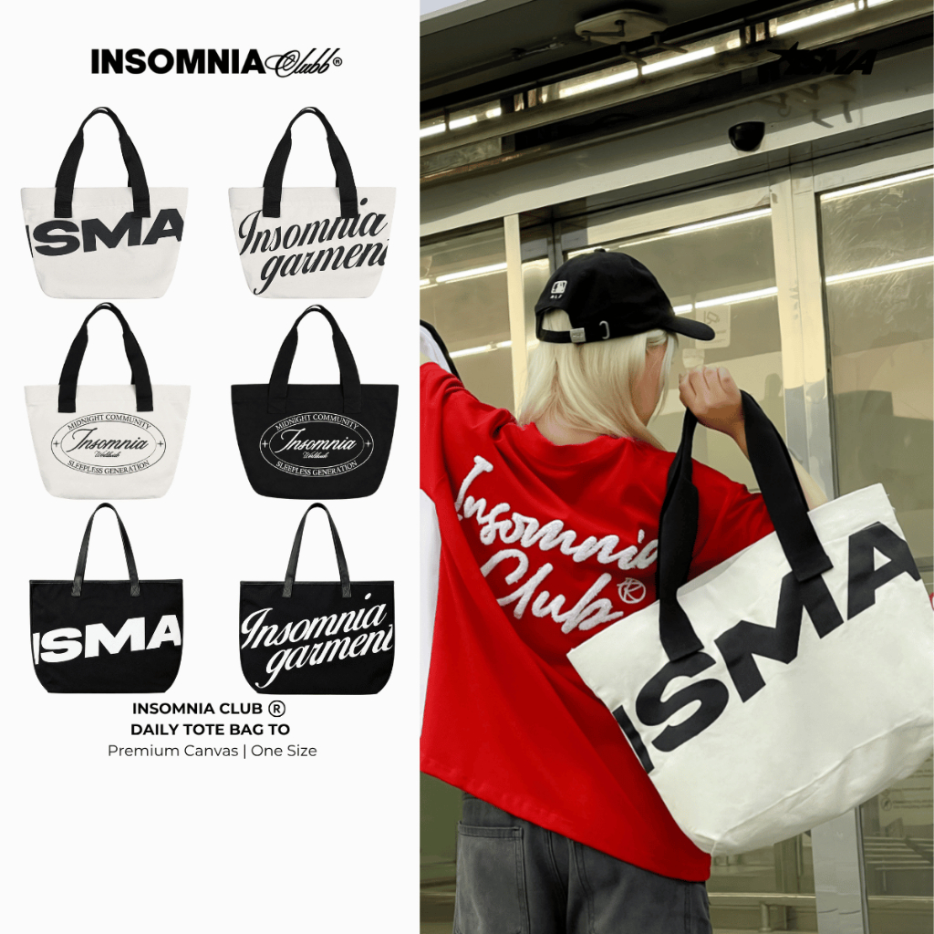 Túi Tote Daily Vải Bố Canvas INSOMNIA Form To Có Khóa Kéo