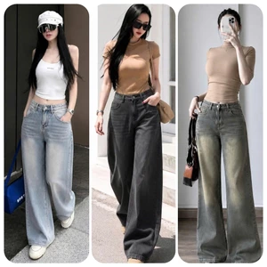 Quần Jean Nữ Ống Suông Rộng , Quần Bò Ống Rộng Chất Jean Mềm MIN.CLUB 168