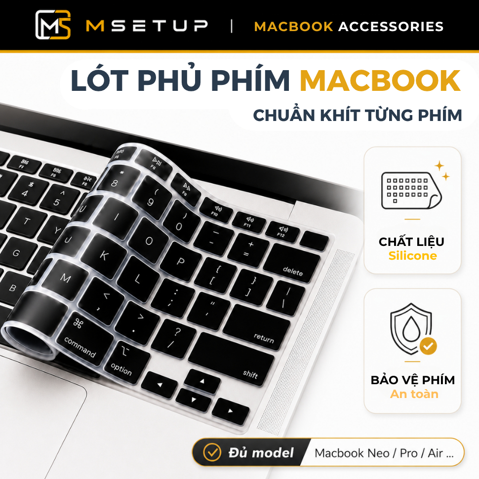 Lót Phủ Bàn Phím Cho Macbook US – Chống Bụi Nước, Đủ Dòng