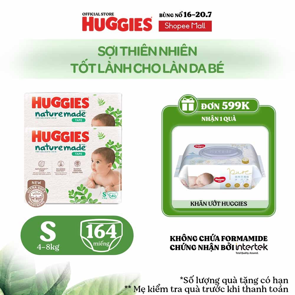 Combo 2 Tã Dán Huggies Nature Made Size S82