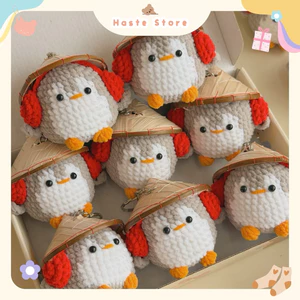 Móc Khoá Len Nhung Tổng Hợp Kitty Snoopy Cánh Cụt Mực Ếch Dễ Thương Handmade