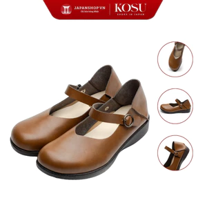 Giày da quai ngang mũi tròn K-23131 cao 2,5cm cao cấp siêu nhẹ, kháng khuẩn khử mùi made in Japan