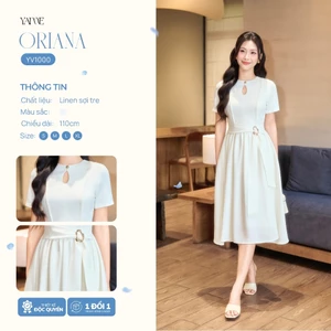 Váy Thiết Kế Nữ YAME Dáng Dài 110cm Cổ Tròn Khoét Giọt Nước, Tùng Váy Xòe Đổ Rộng - ORIANA  YV1000