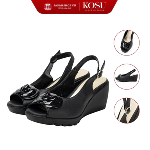 Sandal đế xuồng KOSU hoa trà cao 8cm, sandan Nhật siêu êm chống thấm nước, trơn trượt K-24313 Nhật Bản