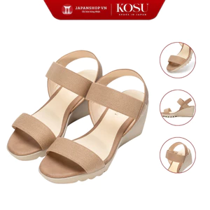 Sandal đế xuồng 7,5cm KOSU, Sandan nữ công sở quai ngang chống thấm nước K-25309 made in Japan