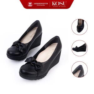 Giày da đính nơ KOSU cao 7cm, giày đế xuồng nữ mang nhẹ, êm chân, chống trơn trượt K-24M26 made in Japan