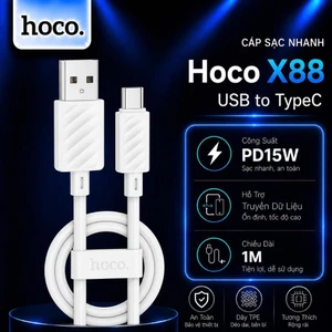 Cáp sạc nhanh PD15W USB to TYPE-C Hoco X88 dùng cho Android/15 trở lên dây dẻo siêu bền dài 1M