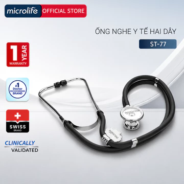 Ống Nghe Y Tế 2 Dây Microlife ST-77 | Thiết Bị Chuyên Dụng Để Nghe Phổi, Tim Mạch, Huyết Áp