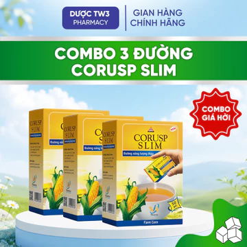 Combo 3 Hộp Đường Bắp Ăn Kiêng CORUSP SLIM - Đường Ăn Kiêng (Hộp 50 gói x 2,5g)