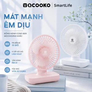 Quạt Tích Điện Mini Để Bàn Pin 4000mAh 4 Mức Gió Không Gây Tiếng Ồn Cổng Sạc USB