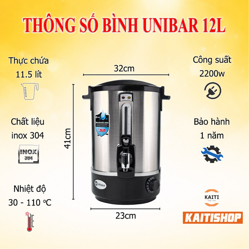 [Xuất được HD VAT] Bình Đun Nước Nóng Milate Unibar 8L -  10L - 12L - 16L - 20L. Bảo Hành 12 Tháng | BigBuy360 - bigbuy360.vn