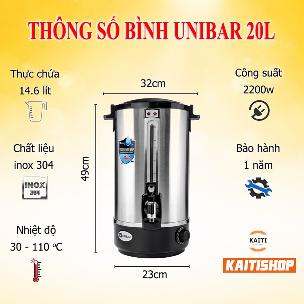 [Xuất được HD VAT] Bình Đun Nước Nóng Milate Unibar 8L -  10L - 12L - 16L - 20L. Bảo Hành 12 Tháng | BigBuy360 - bigbuy360.vn