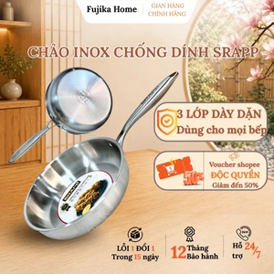 Chảo chống dính inox SRAPP, chảo tuyết sâu lòng thiết kế inox nguyên khối cực dày đường kính 28cm