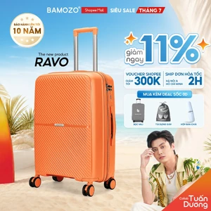 Vali Du Lịch Bamozo Ravo Size 20/24/28 Nhựa PP Cao Cấp, Khoá Kéo Chống Rạch_Ravo
