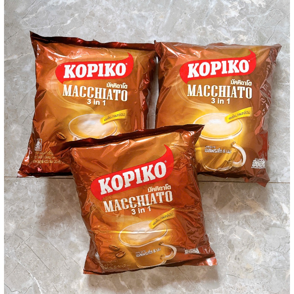 Product image Combo 2 bịch Cà Phê Sữa Hòa Tan Kopiko Macchiato 400G (20 gói x 20g) THƠM NGON 4