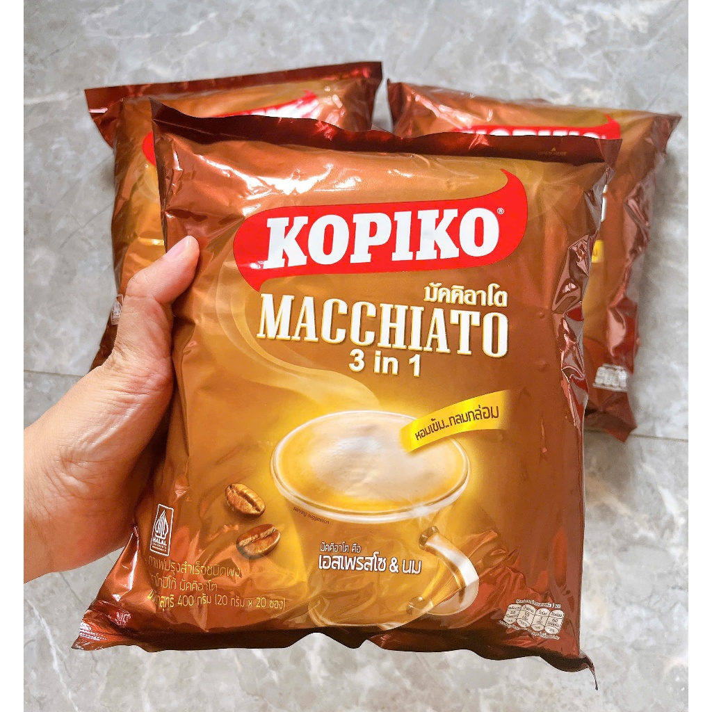 Product image Combo 2 bịch Cà Phê Sữa Hòa Tan Kopiko Macchiato 400G (20 gói x 20g) THƠM NGON 3