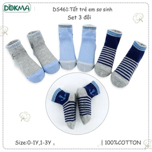 Set 3 Đôi Tất Sơ Sinh Đồng Màu Dokma DS460 DS461 DS486 DS760 DS761 DS762 DS463 DS462