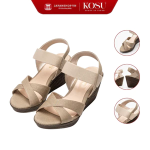Sandal nữ đế xuồng KOSU cao 8cm, sandan quai chéo dáng sang, siêu êm, siêu nhẹ K-19966 made in Japan