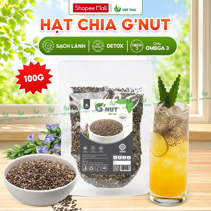 Hạt Chia 100G G'Nut Chính Hãng 100% - Hạt Chia Đen Ăn Kiêng Detox Giải Nhiệt Việt Thái Organic