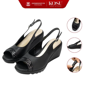 Sandal đế xuồng KOSU 8cm đính sequin K-24011, Sandal hở mũi siêu nhẹ, chống thấm nước, trơn trượt