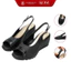 Sandal đế xuồng KOSU 8cm đính sequin K-24011, Sandal hở mũi siêu nhẹ, chống thấm nước, trơn trượt