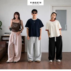 Quần Dài Ống Rộng [ VER 2 ] Vải Nỉ 2 Da Local Brand VIBESTU , Quần Dài Form Unisex Nam Nữ