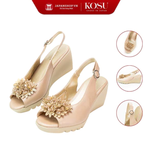 Sandal đế xuồng hoa cúc KOSU cao 8cm, sandan hở mũi siêu nhẹ, chống thấm nước trơn trượt K-24012 Nhật