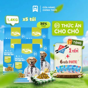 Thức Ăn Cho Chó MRVET D1 Combo 5 Gói 1.4KG Với Thịt Cừu Non Chăm Sóc Tiêu Hóa Cho Chó Mọi Lứa Tuổi