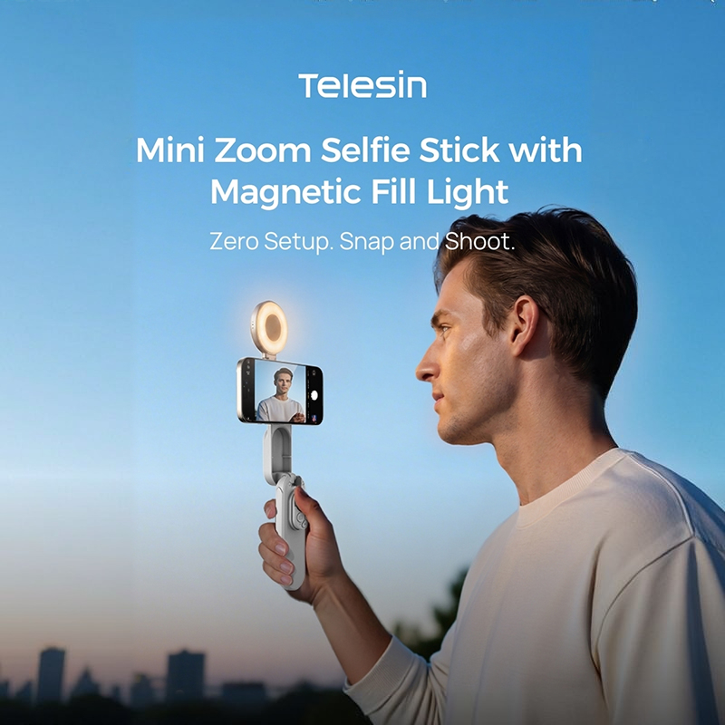 Product image Gậy Tripod Selfie Từ Tính Telesin P1-TSS-013 Kèm Đèn Tròn Bản Giới Hạn HL Studio 6