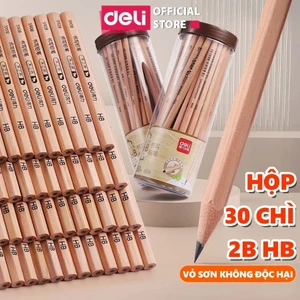 Hộp 30 bút chì lục giác Deli - HB/2B thân gỗ tự nhiên, an toàn cho người sử dụng, vẽ mỹ thuật phác thảo