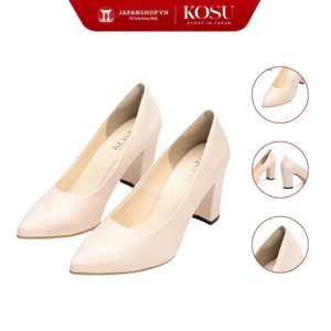 Giày da nữ cao gót KOSU K-22006 đế vuông mũi nhọn cao 8cm made in Japan