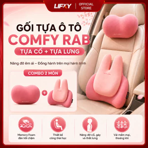 Combo Gối Tựa Đầu & Tựa Lưng Xe Hơi ComfyRab Công Thái Học Cao Cấp – Êm Ái Chuẩn Hạng Thương Gia