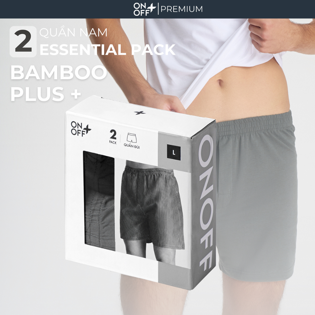 Hộp combo 2 quần shorts 2 in 1 Bamboo plus mềm mịn kháng khuẩn  essential pack ONOFF - 18BB26S277