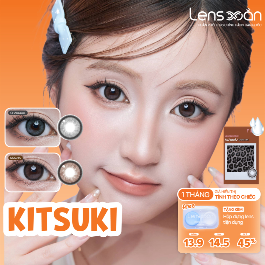 Kính áp tròng cận 1 tháng LENS XOẮN lens tây nâu xám hiệu ứng có viền 14.5 douyin highlight nổi bật MyFIPN KITSUKI