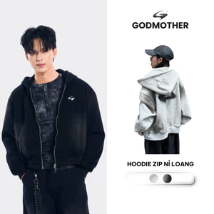 Hoodie Zip Nỉ Loang GODMOTHER Áo Khoác Nỉ Phối Loang Unisex Đa Dạng Màu Sắc Phong Cách Streetwear