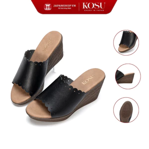 Dép đế xuồng viền hoa Kosu K-25M19 cao 8cm, dé nữ đế bằng mang nhẹ, êm made in Japan