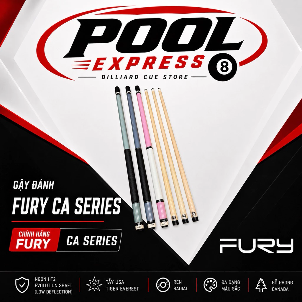 Gậy bi-a, Cơ bida Fury CA09/10/12 ngọn HT2e