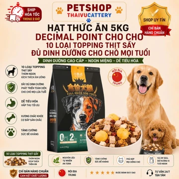 Hạt thức ăn 5kg Decimal Poit cho chó 10 loại thức ăn thịt sấy đủ dinh dưỡng cho chó mọi lứa tuổi