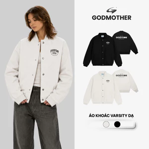 Áo Khoác Varsity Dạ Chần Bông GODMOTHER Nút Bấm Godvibes Form Rộng Ấm Áp Dày Dặn Thu Đông