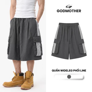 Quần Short Wideleg Phối Line GODMOTHER 2025 Vải Gió Thể Thao Năng Động