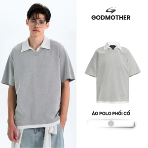 Áo Polo Phối Cổ Retro GODMOTHER Polo Form Rộng Phong Cách Tối Giản Basic Nam Nữ Unisex
