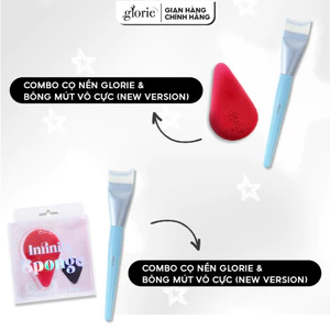 Combo Bông Mút Trang Điểm Vô Cực Glorie Infinity Sponge - Màu Đỏ Mận Mới + Cọ Tán Kem Nền Màu Xanh