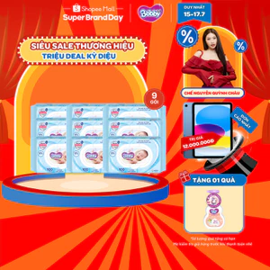 Combo 9 gói khăn ướt Bobby Care không hương 100 miếng/gói