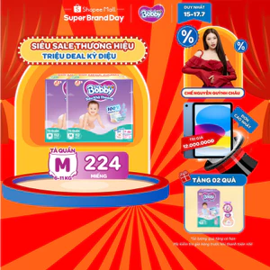 Combo 02 tã quần Bobby Siêu Khô Thoáng - 100% Thoáng Khí Mega Jumbo M112/L96/XL84/XXL76