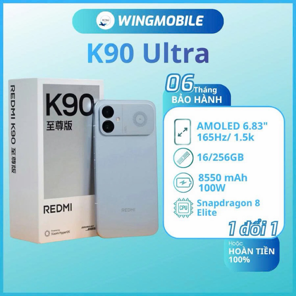 K90 Ultra newseal 16/256 BH 1 đổi 1 - Wingmobile