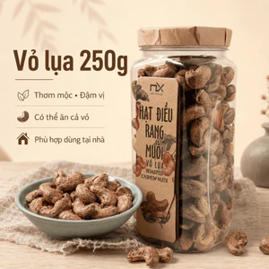 Hạt Điều Ăn Vặt Nam Xanh, Hạt Điều Loại 1 Rang Muối Vỏ Lụa, Nguyên Liệu Tự Nhiên, Hũ 250g