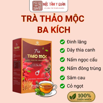 Trà Túi Lọc Ba Kích Mộc Tâm 90g - Ba Kích, Sâm Cau, Đông Trùng Hạ Thảo, 30 Gói x 3g
