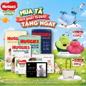 Bỉm HUGGIES NATURE MADE size M58/L44/XL 38/XXL26/S82/NB60